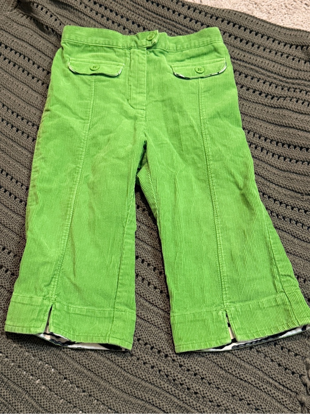 Gymboree vintage Mod Zebra Bright Green Corduroy pants